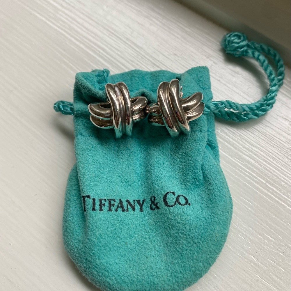 Vintage Tiffany & Co. Sterling Silver Criss Cross "X" Earrings